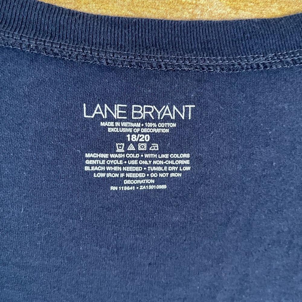 Lane Bryant Women’s Navy Blue Graphic Tee T-Shirt Elbow Sleeves EUC Size 18-20 - Picture 3 of 4